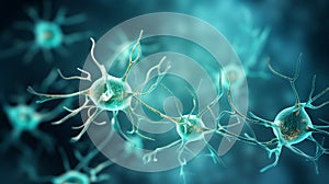 Vibrant abstract background with intricate network of interconnected neuron cells and synapses