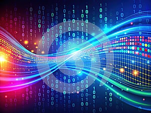 Vibrant Abstract Binary Code Background A Colorful Visual Representation of Digital Data Flow for Technology Concepts