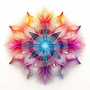 Vibrant Abstract Circular Flower: A Colorful Fusion Of Light And Color