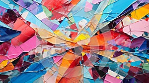 Vibrant Abstract Collage: Shattered Glass & Paint Splatters