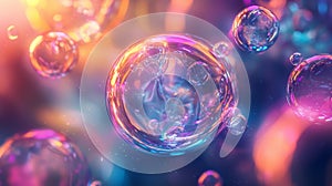 Abstract glowing spheres in a vivid composition