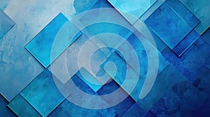 Geometric Blue Pattern Features Overlapping Squares and Rectangles