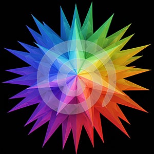 AI Generated A circular light design featuring a spectrum of colors from yellow to red, transitioning