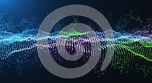 Vibrant abstract data flow waveform visualization