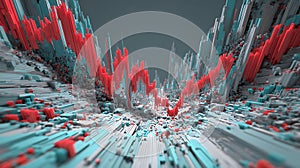 Abstract data visualization graph chart diagram rendering technology futuristic landscape design .