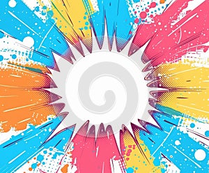 Colorful Abstract Comic Background Template With Burst Effects