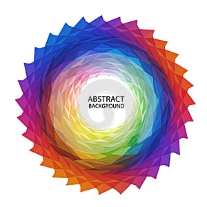 A vibrant abstract design featuring a circular pattern composed of overlapping