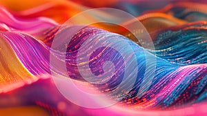 Vibrant abstract digital background featuring colorful patterns and binary data elements