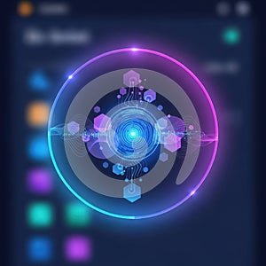Abstract digital interface showing data processing and data flow