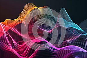 Vibrant abstract digital waves with dynamic flow. Neural network AI generated