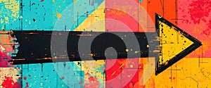 Vibrant Abstract Direction Arrow On Colorful Graffiti Background For Modern Design Projects