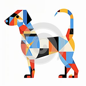 Vibrant Abstract Dog In De Stijl Style - Modern Geometric Illustration