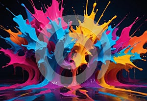 Vibrant Abstract Explosion: Dynamic Paint Splash Symphony photo