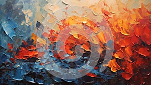 Vibrant Abstract Fire Canvas Painting Oil Painting With Impasto Technique