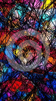 Vibrant Abstract Geometric Pattern with Multicolored Lines