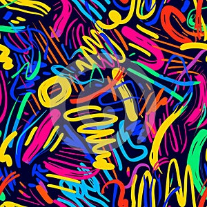 Vibrant Abstract Graffiti Artwork with Colorful Swirls and Lines