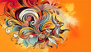 A vibrant abstract illustration features a stylized fox am