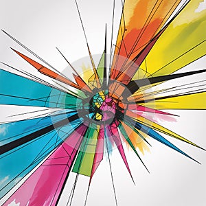 Colorful Abstract Explosion - A Dynamic Burst of Geometric Shapes