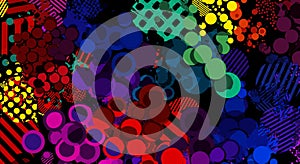 A vibrant abstract image featuring a dynamic array of overlapping circles and
