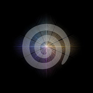 Abstract Radial Light Burst on Black
