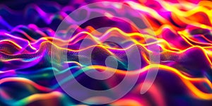 A vibrant, abstract image of pulsating waves in neon colors
