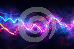 Vibrant abstract light waves create colorful patterns in dark background