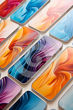 Vibrant Abstract Mobile Backgrounds on Clean White Table