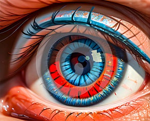 Vibrant abstract muti-coloured human eye close up