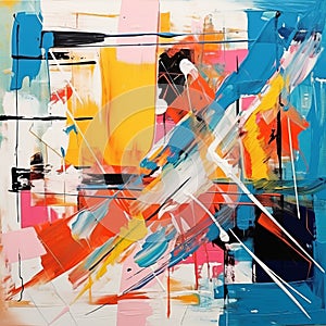 Vibrant Abstract Painting With Complex Compositions And Bright Colors