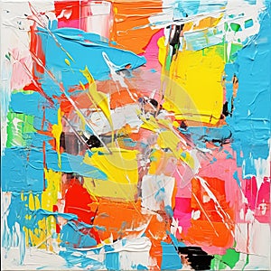 Vibrant Abstract Painting Crossed Colors And Impasto Frenzy