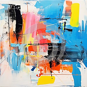 Vibrant Abstract Painting With Dynamic Compositions In Gerhard Richter Style