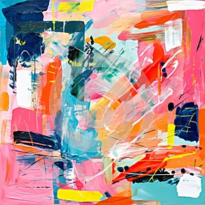 Vibrant Abstract Painting With Energetic Brushwork And Bold Colors