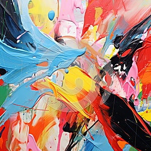 Vibrant Abstract Painting: Energetic, Colorful Composition Inspired By Gerhard Richter