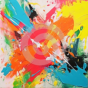 Vibrant Abstract Painting With Energetic Colors And Dynamic Compositions