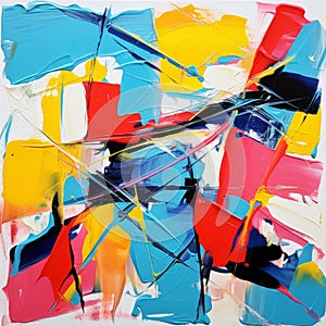 Vibrant Abstract Painting With Energetic Colors And Dynamic Compositions