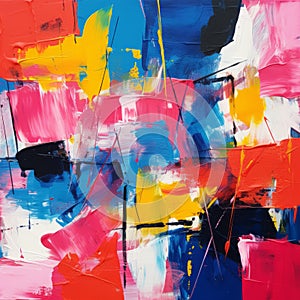 Vibrant Abstract Painting In Energetic Colors: Inspired By Theater And Gerhard Richter