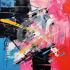 Vibrant Abstract Painting: Energetic Composition Inspired By Calligraphy