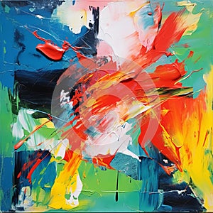 Vibrant Abstract Painting With Energetic Compositions And Colorful Explosions