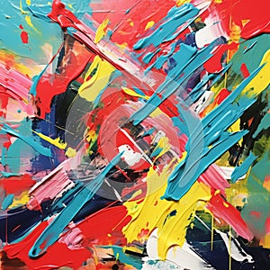 Vibrant Abstract Painting With Energetic Compositions And Thick Impasto