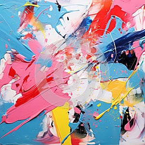 Vibrant Abstract Painting With Energetic Impasto And Playful Colorful Depictions