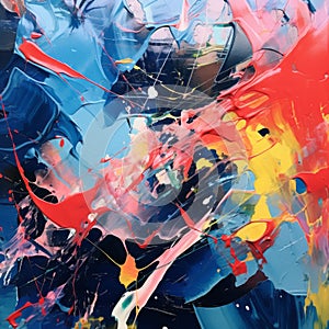 Vibrant Abstract Painting With Explosive Expressionism And Dynamic Compositions