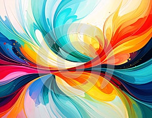 Vibrant Abstract Painting with Flowing Colors photo