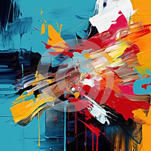 Vibrant Abstract Painting With Multilayered Compositions