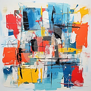 Vibrant Abstract Painting With Multilayered Mixed Media photo