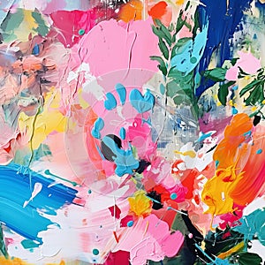 Vibrant Abstract Painting In Nature-inspired Colors