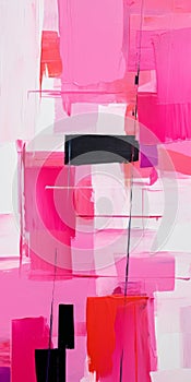 Vibrant Abstract Painting With Pink And Black Squares