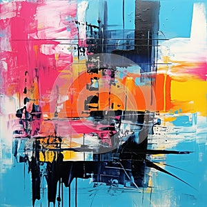 Vibrant Abstract Painting In The Style Of Gerhard Richter