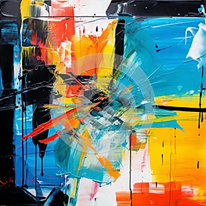 Vibrant Abstract Painting In The Style Of Gerhard Richter