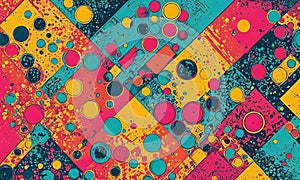 vibrant abstract pattern features overlapping circles in various sizes and colors, creating dynamic and