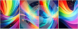 Vibrant Abstract Rainbow Background Bundle With Colorful Gradient Waves